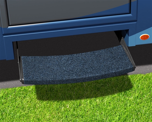 is this blue carpet curved outward for the front of the step?  The sides are 8" but it curves in the front to 8.5"