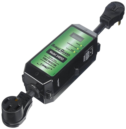 Why does the 34850 Portable 50 Amp RV Surge Protector have 120v 25amp listed on the front of it,and not 220v, 50amp