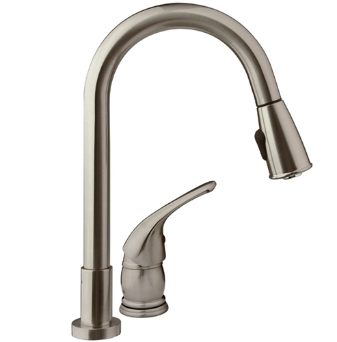 How long is the sprayer hose on the Dura Faucet DF-NMK503-SN Satin Nickel Brass Pull Down Kitchen Faucet?