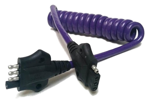 HitchCoil 95-12575-04 4-Way Flat Male To 4-Way Flat Female Coiled Trailer Cable - 3 Ft - Purple Questions & Answers