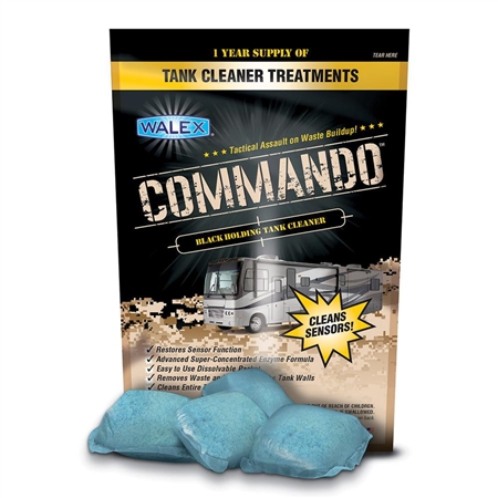Can I leave commando black holding tank cleaner in tank for a week when we are gone.