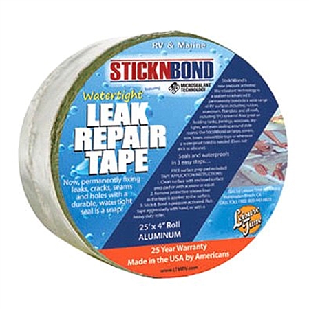 Leisure Time 60022 Sticknbond RV Leak Repair Tape- 4'' x 25' Aluminum Questions & Answers