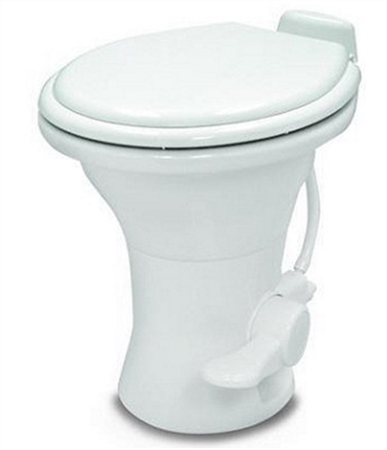 Do you carry the dometic 310 rv toilet w/o sprayer in bone and does it come with the new wood slow close seat