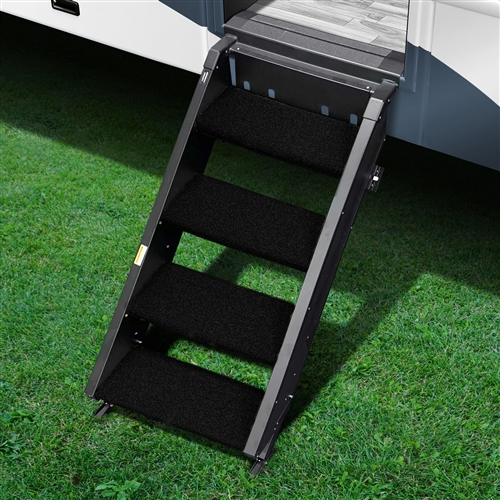 Prest-O-Fit 2-0530 Step Rug For StepAbove RV Entry Steps - 19.5'' Width, 10.5'' Depth - 4 Piece - Obsidian Black Questions & Answers