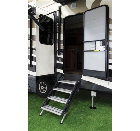 where do you measure the width of the door at for the Lippert 678025 SolidStep Fold-Down RV Quad Steps?