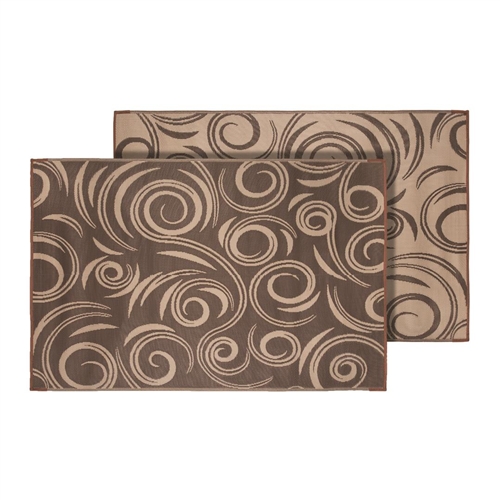 Faulkner 68860 Reversible RV Outdoor Patio Mat - Brown & Beige Swirl Design - 9' x 12' Questions & Answers