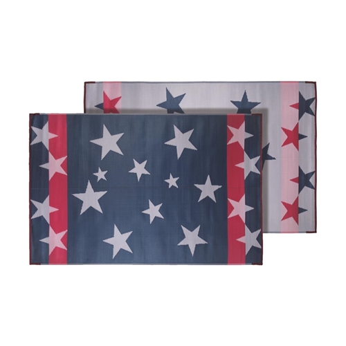 Faulkner Reversible RV Patio Mat - Red, White & Blue Stars N' Stripes Design - 8' x 20' Questions & Answers