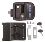 How do you set the code for the keypad on the Bauer RV NE RV Electric Door Lock?