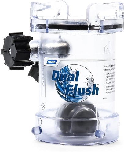 How long is the dual flush holding tank rinser?
