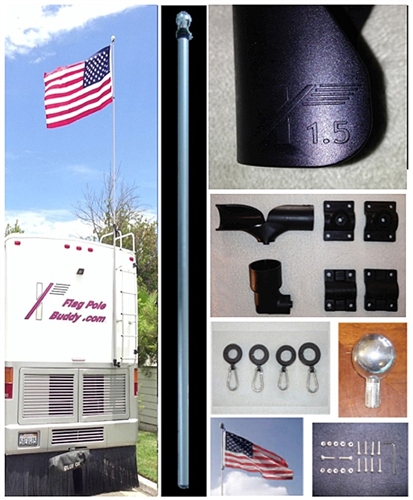 Is the pole black in the 106105-KIT flag pole and ladder mount kit?