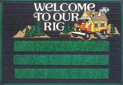 Where can I purchase the Welcome to our rig patio mat?