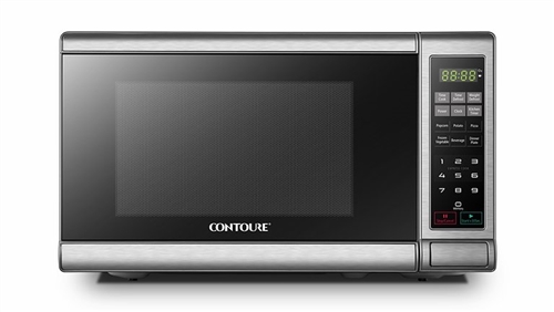 Where is the power cord located on this Contoure Stainless Steel Microwave?