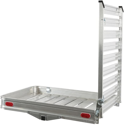 can  you pull a trailer behind camp trailer with this Husky Towing 88133 Aluminum Mobility Wheelchair And Scooter Carrier? 